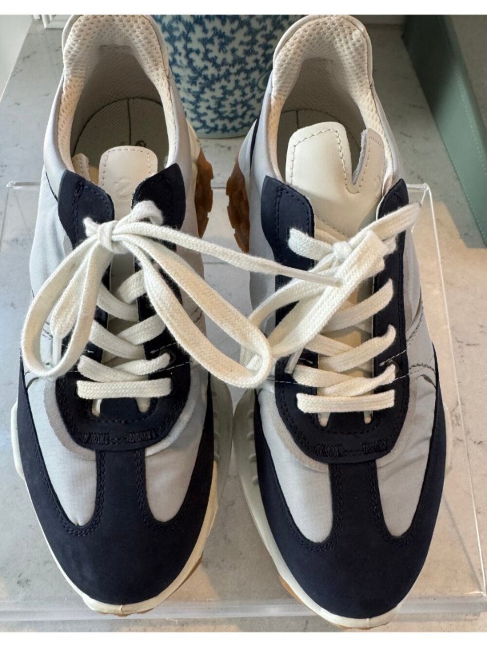 ECCO Women's low-top Trainers Retro Size EU 38 in navy/concrete/concrete/white